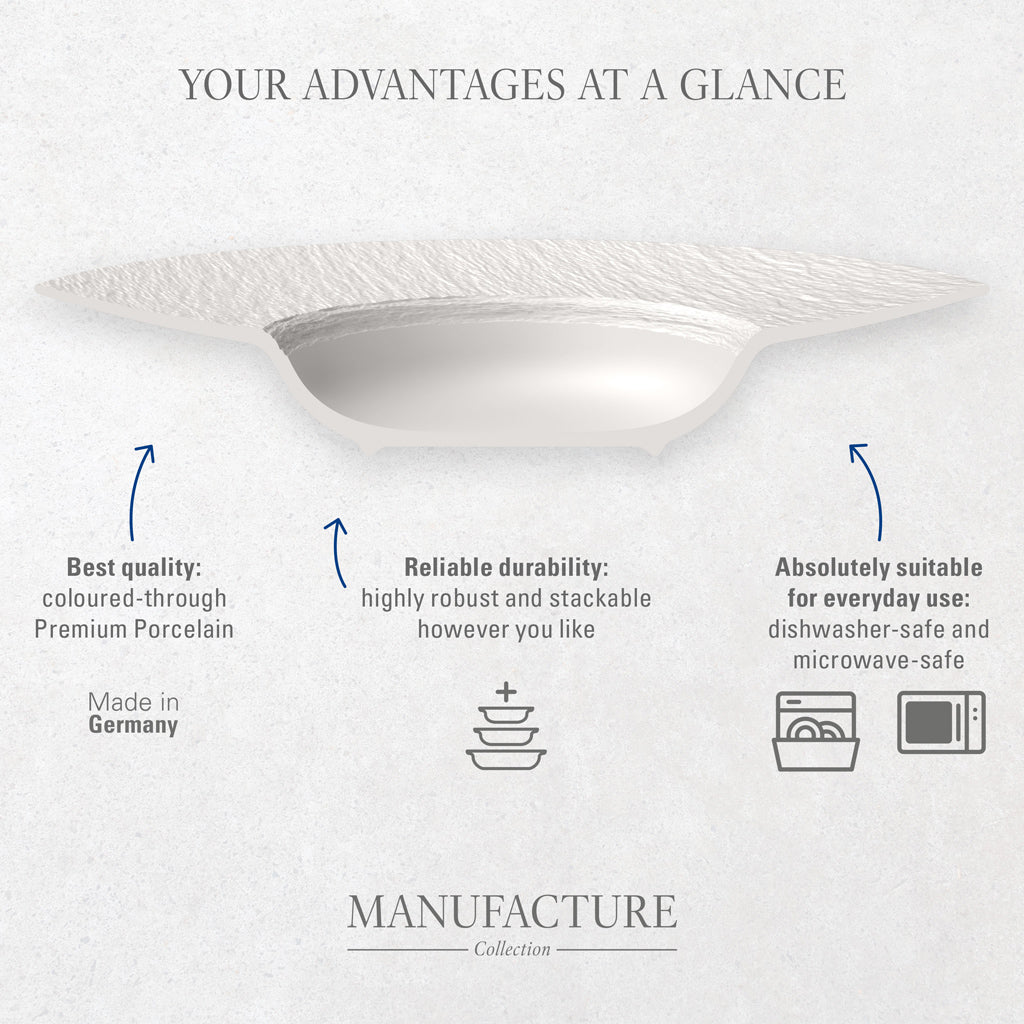 Manufacture Rock Blanc Square Serving Plate/Gourmet Plate 32.5 cm