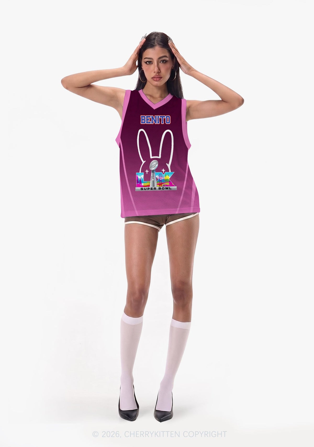 Purple Bunny Head Y2K Sport Jersey Tank Cherrykitten