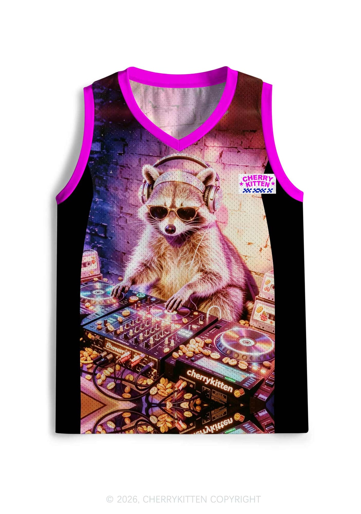 Club DJ Raccoon Y2K Sport Jersey Tank Cherrykitten