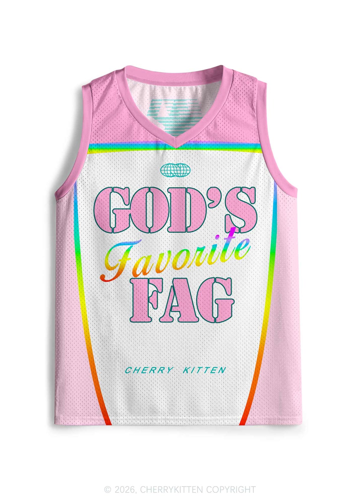 Rainbow Stripe Gods Favorite Fag Pride Y2K Sport Jersey Tank Cherrykitten