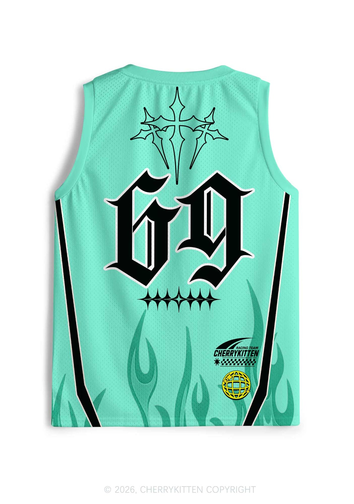 Mint Green Gothic Faggot Pride Y2K Sport Jersey Tank Cherrykitten