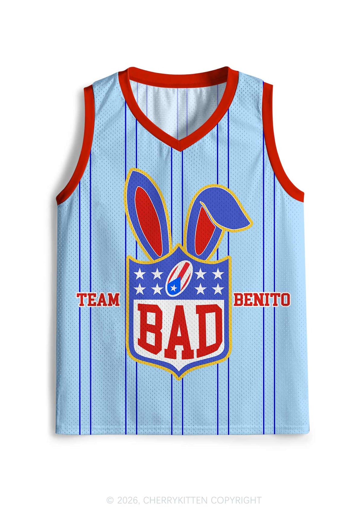 Blue Stripe Football Bunny Y2K Sport Jersey Tank Cherrykitten