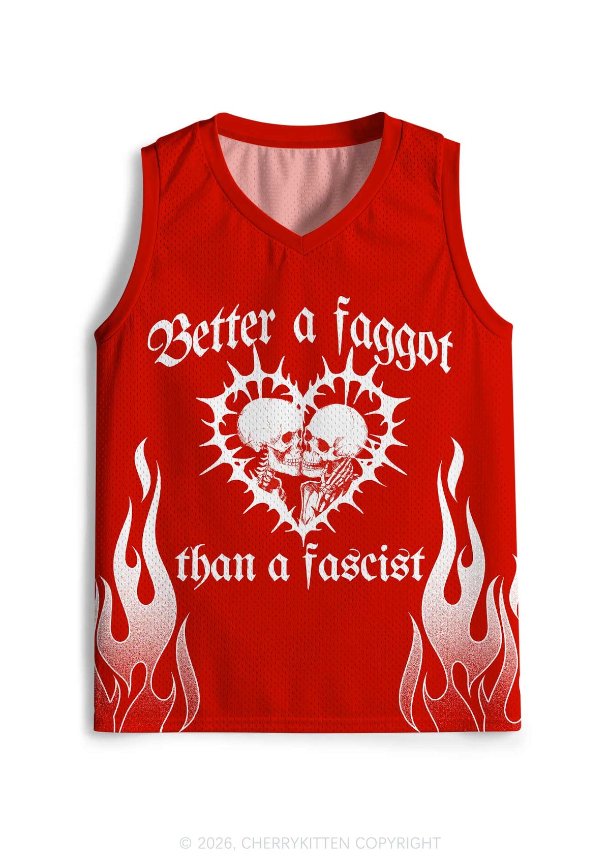 Better Faggot Than Fascist Skull Pride Y2K Sport Jersey Tank Cherrykitten