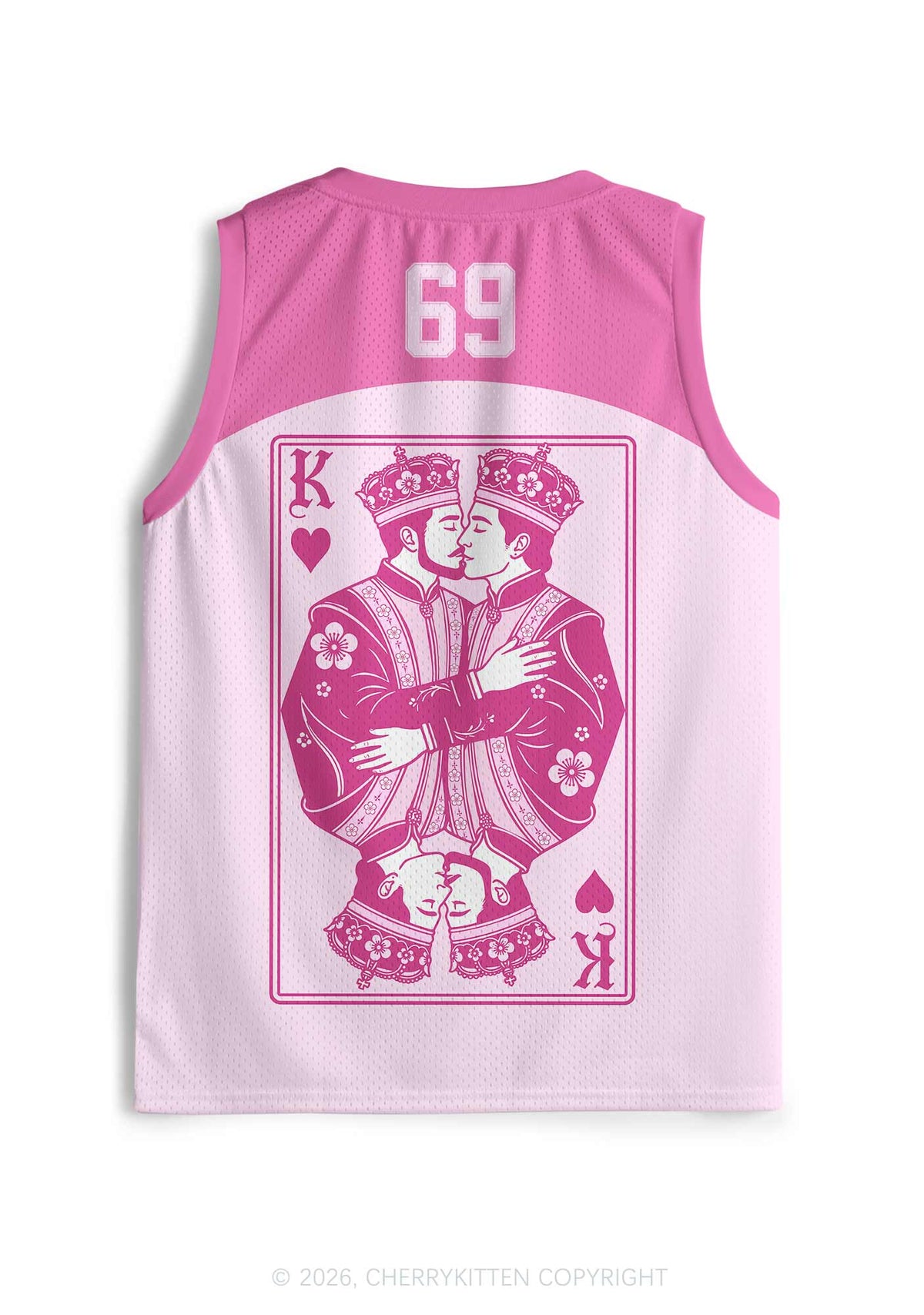 Pink Floral Two Kings Pride Y2K Sport Jersey Tank Cherrykitten