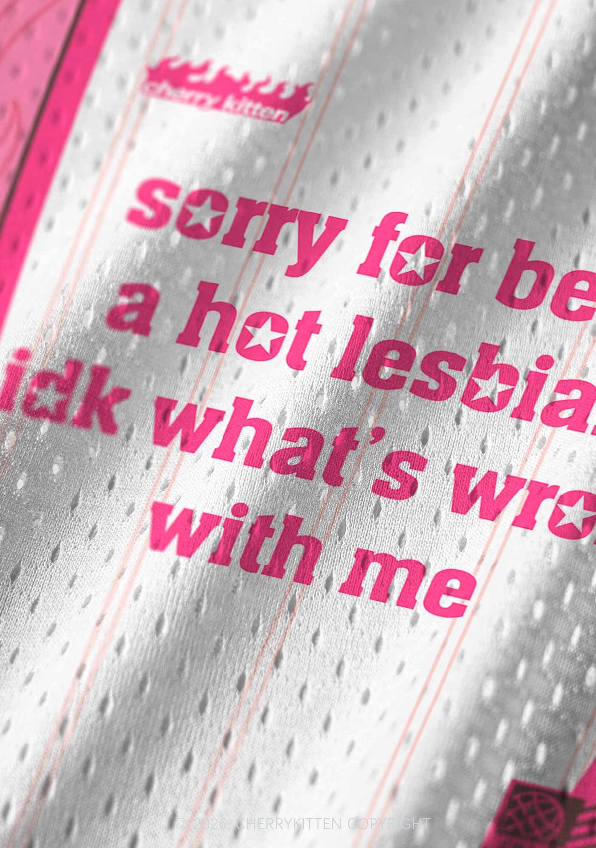 Pink Sorry For Being Hot Lesbian Pride Y2K Sport Jersey Tank Cherrykitten