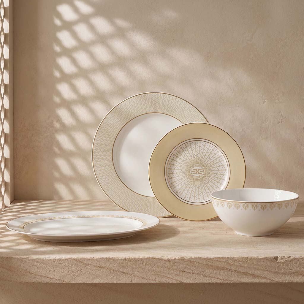 Geo Rose Beige & Gold Salad Plate 22 cm