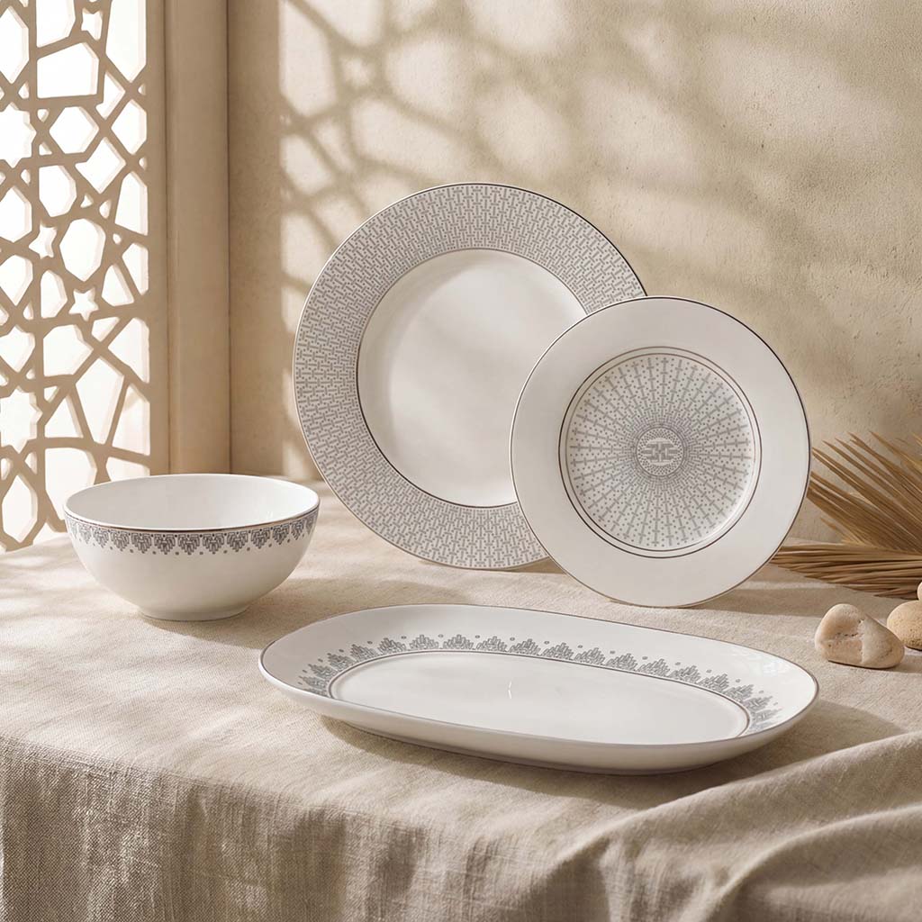 Geo Rose Grey & Platinum Salad Plate 22 cm