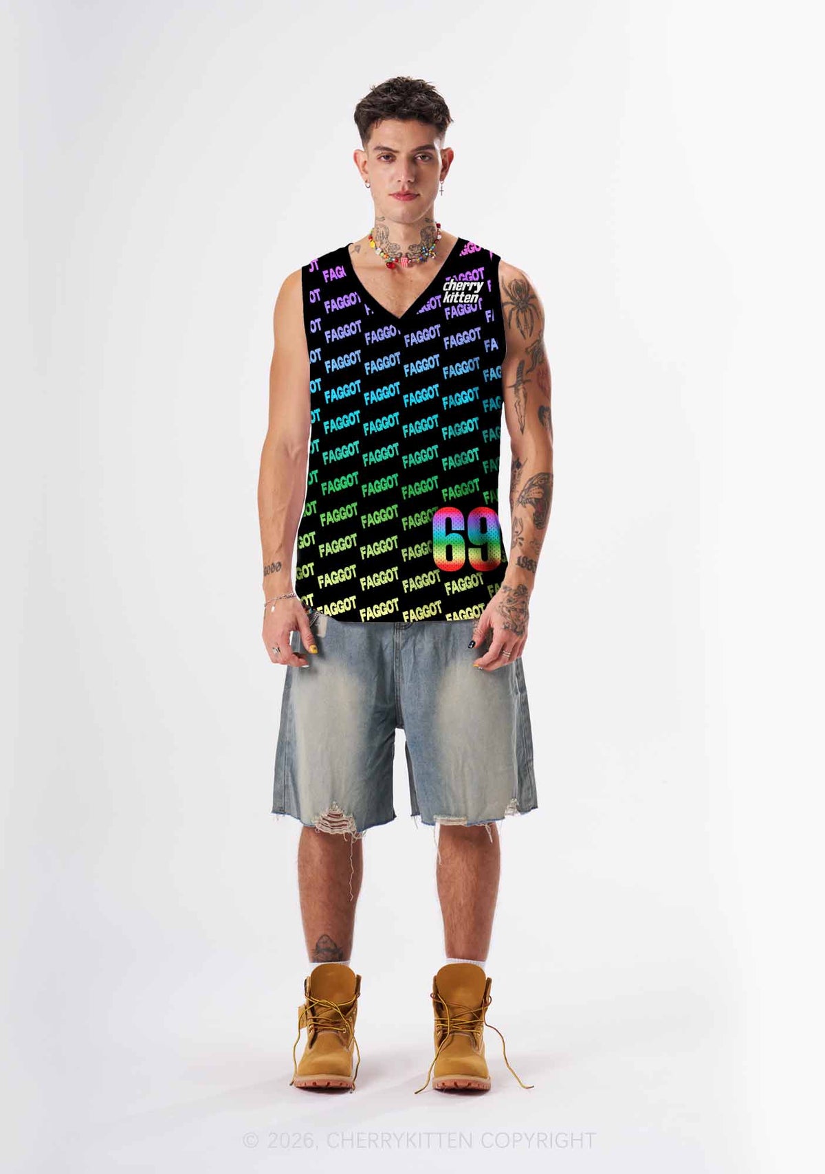 Rainbow Gradient Faggot Pride Y2K Sport Jersey Tank Cherrykitten