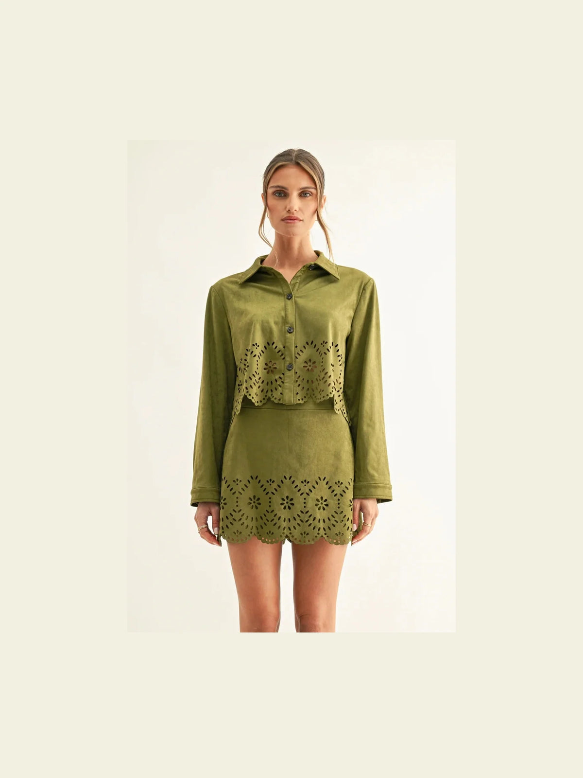 Davi Eyelet Faux Suede Skirt