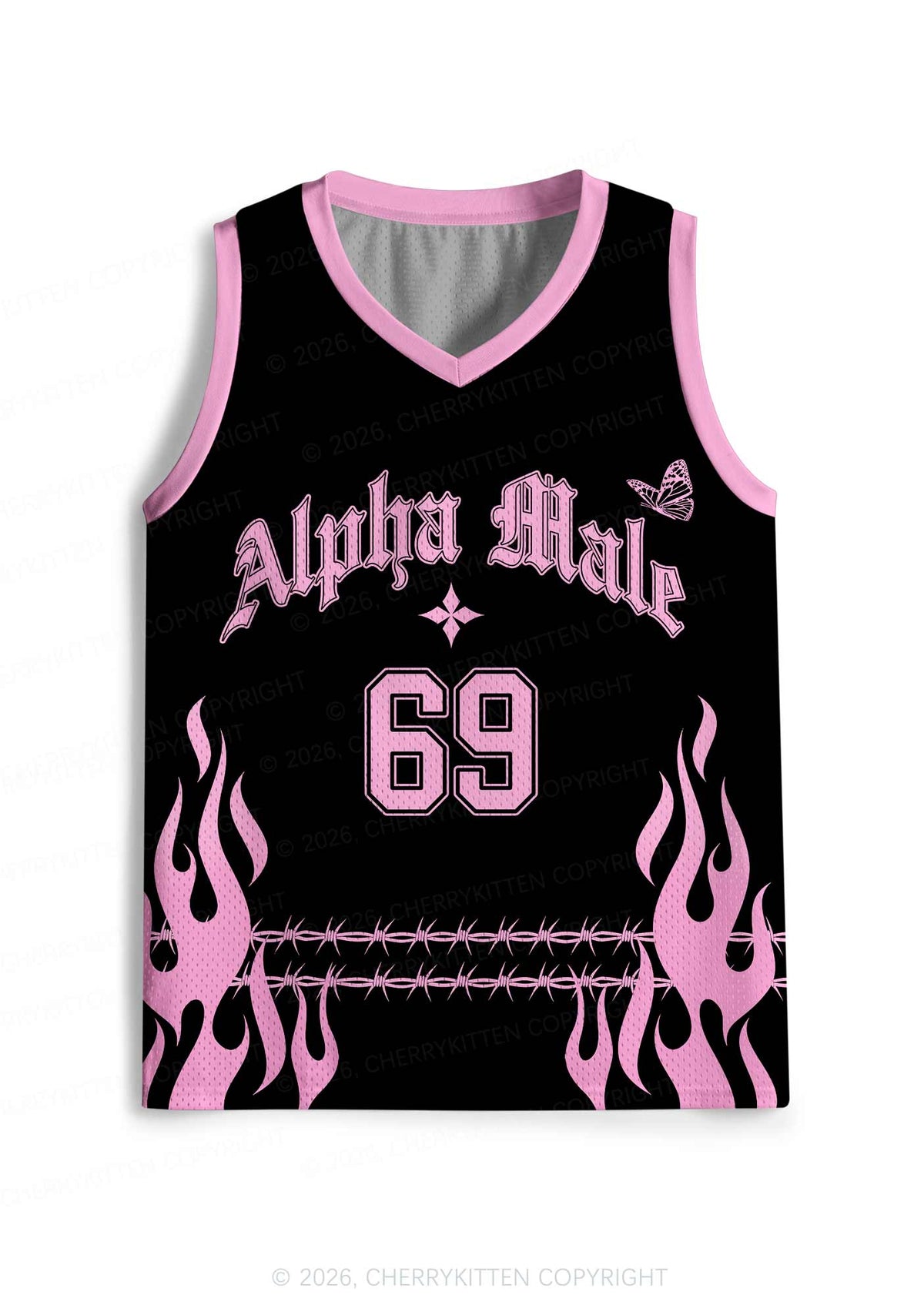 Pink Alpha Male Butterfly Pride Y2K Sport Jersey Tank Cherrykitten