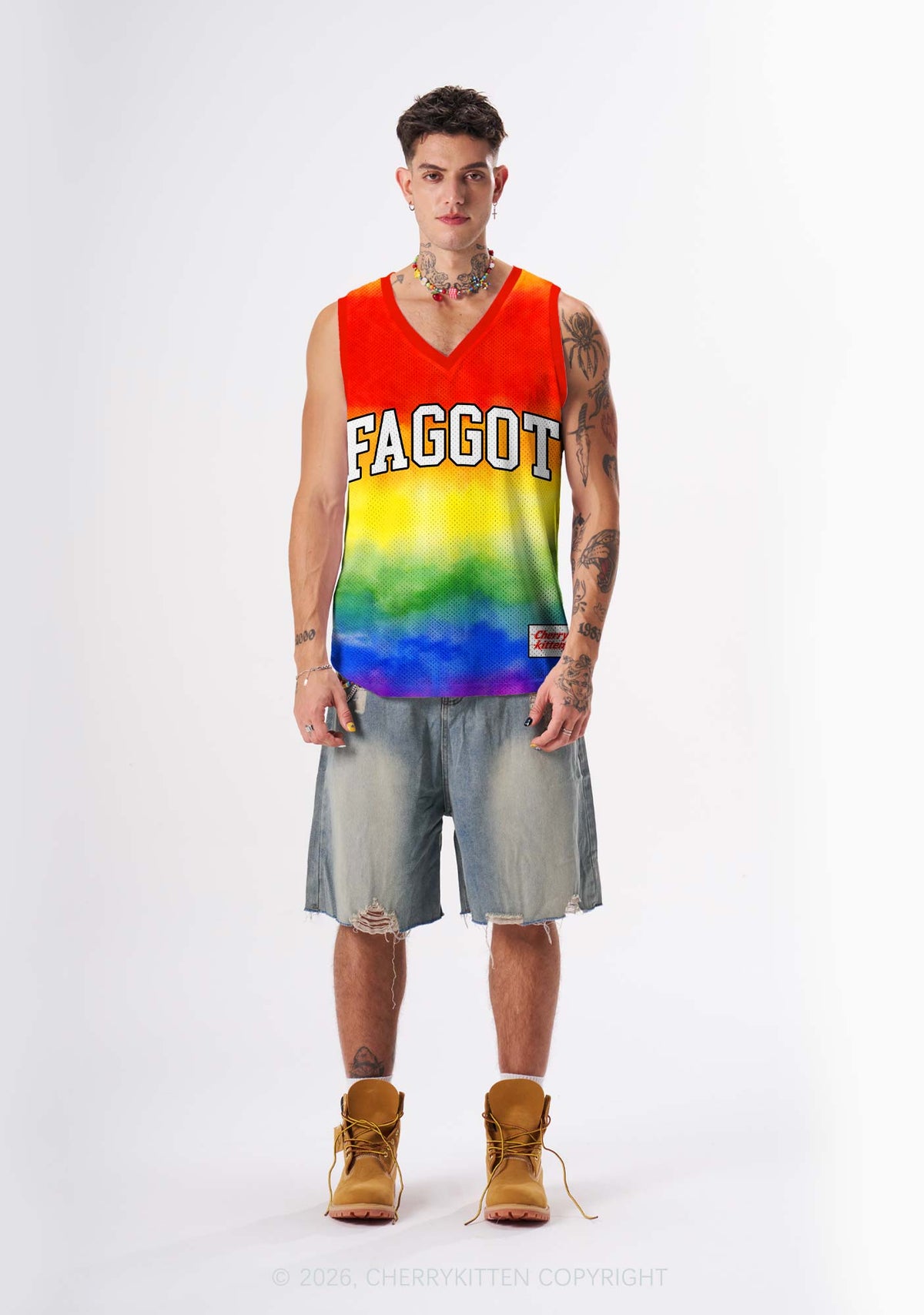 Rainbow Tie Dye Faggot Pride Y2K Sport Jersey Tank Cherrykitten