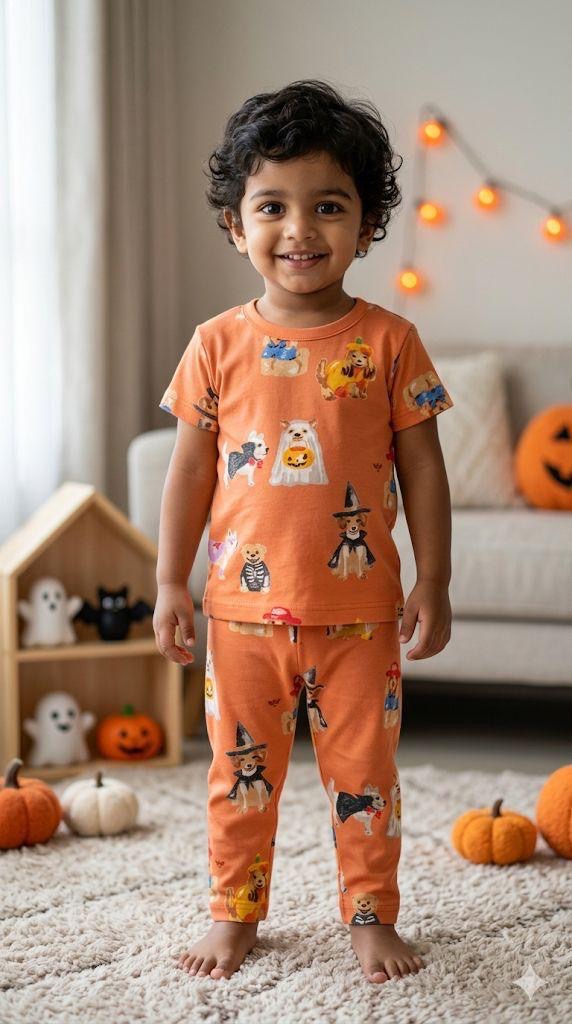 Orange Top & bottom set (6 months -3 years )
