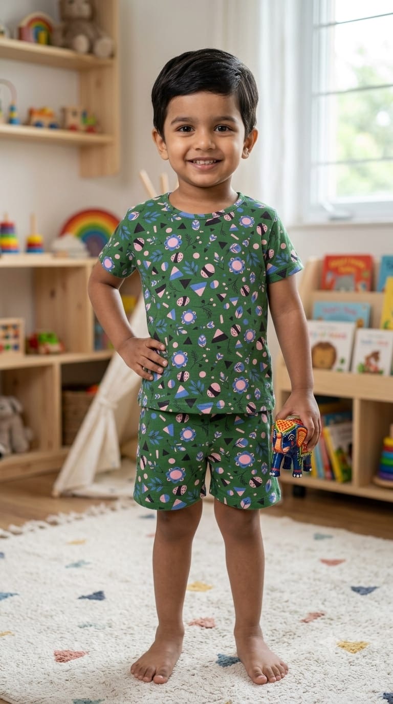 Green Short Set (3-4 year )