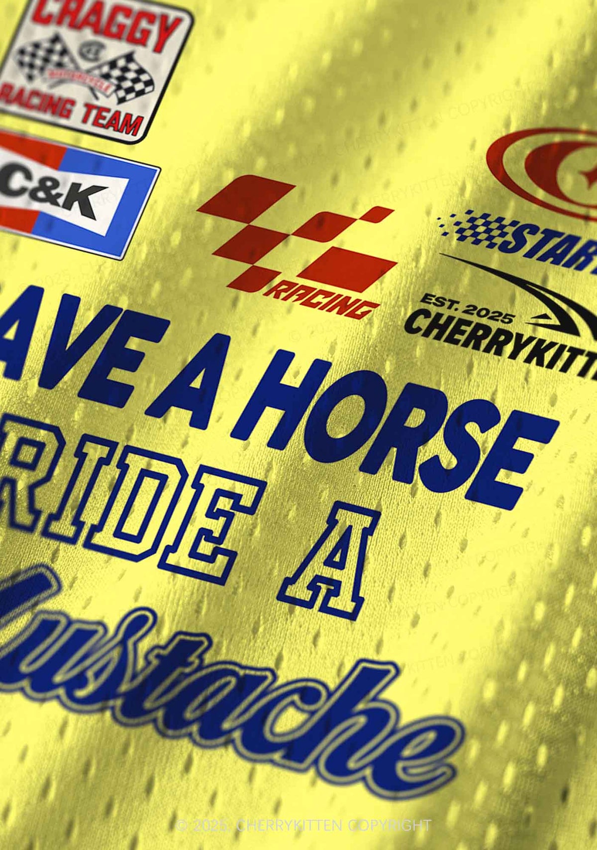 Custom Yellow Ride A Mustache Y2K Sport Jersey Tank Cherrykitten