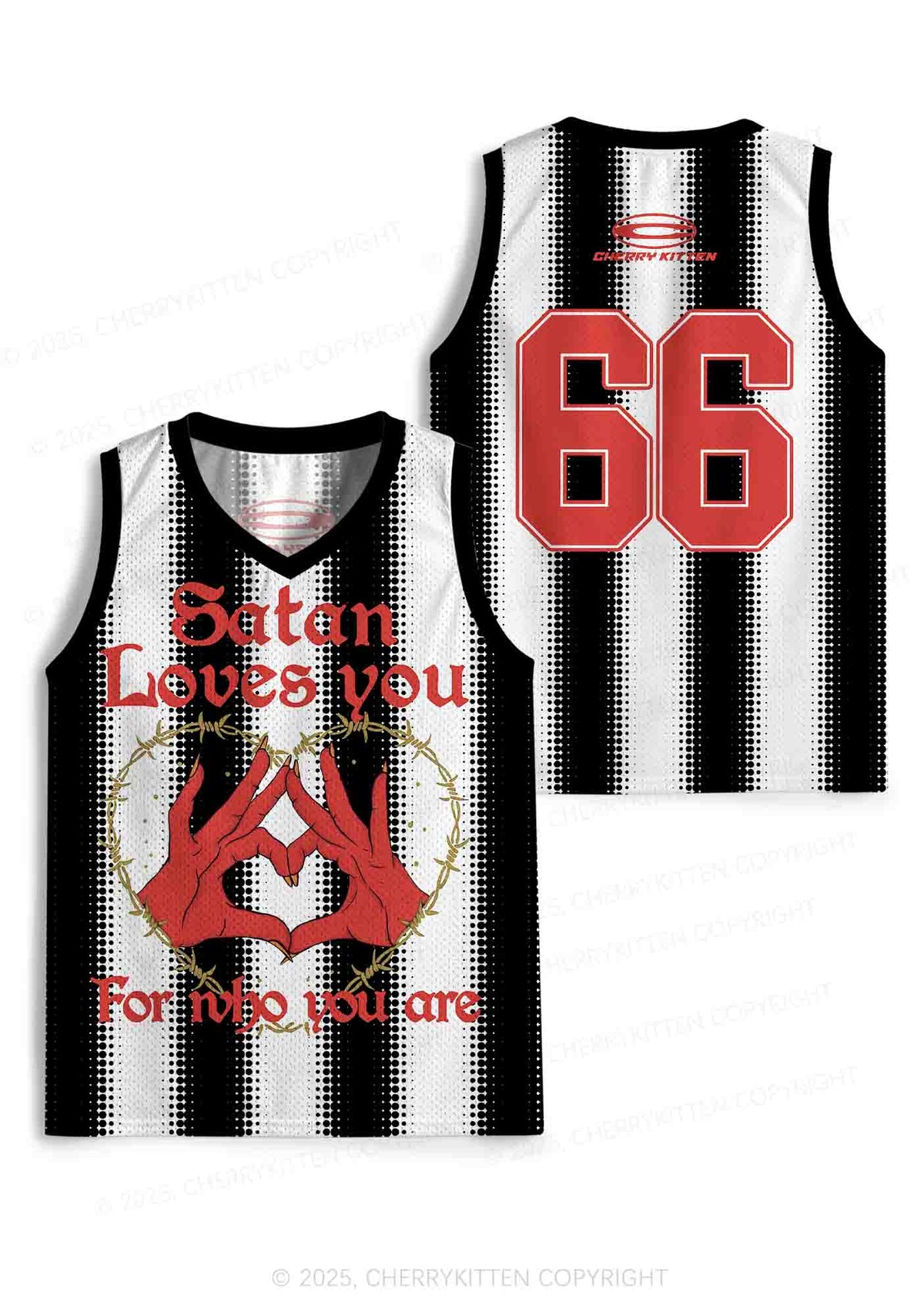 Halloween Custom Black Satan Heart Y2K Sport Jersey Tank Cherrykitten