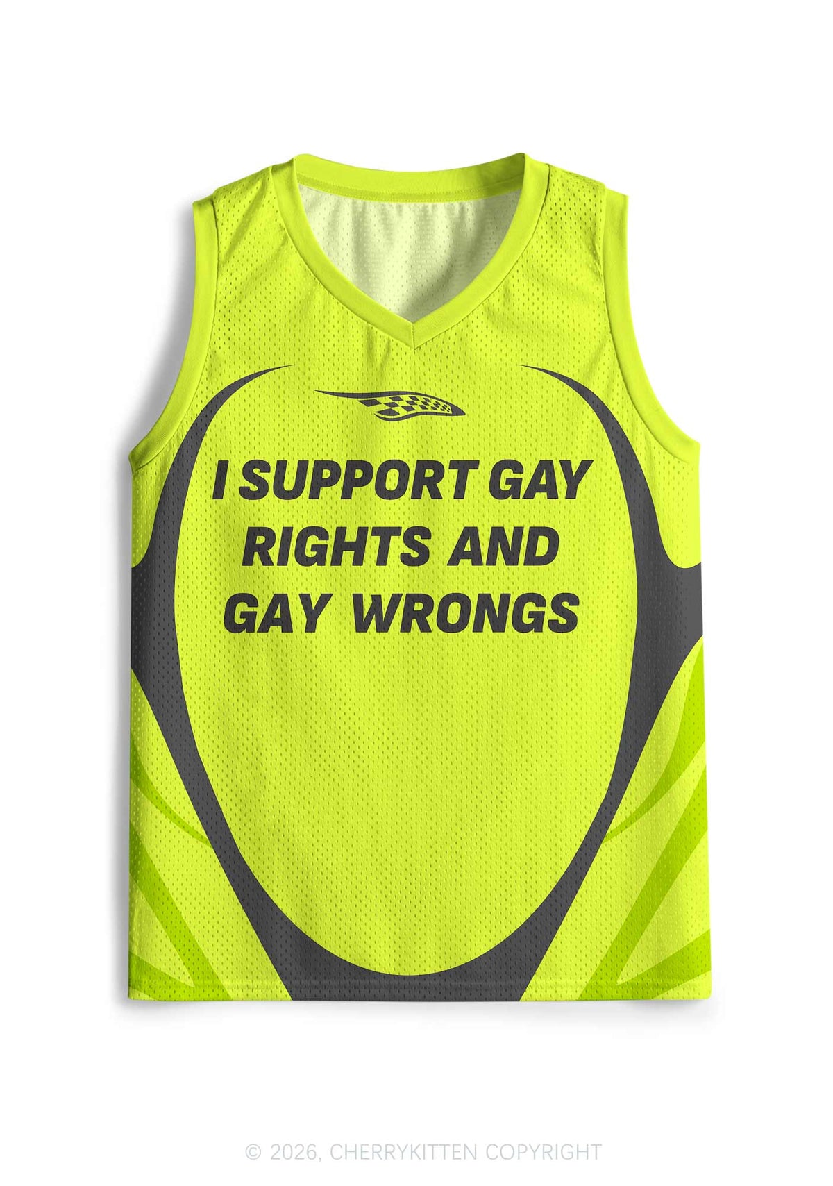 Lime Green I Support Gay Rights Pride Y2K Sport Jersey Tank Cherrykitten