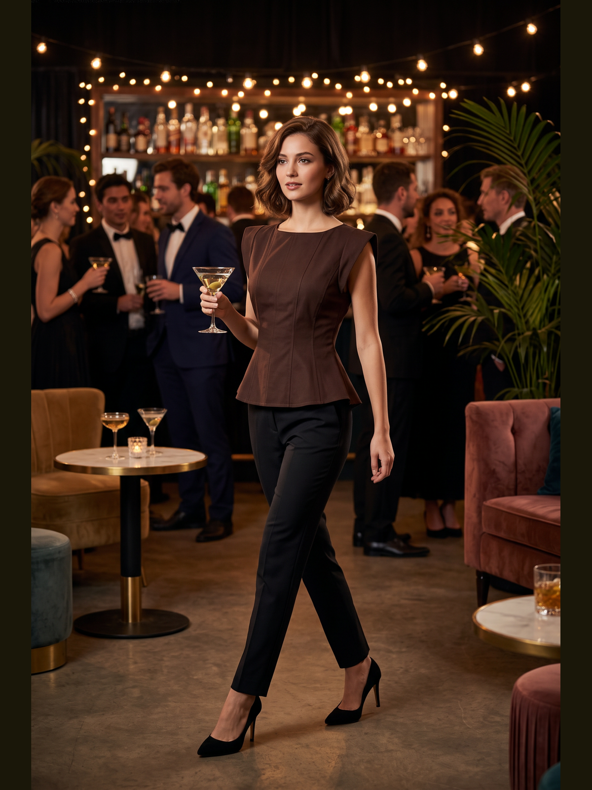 Stretch Cap Sleeve Peplum Top
