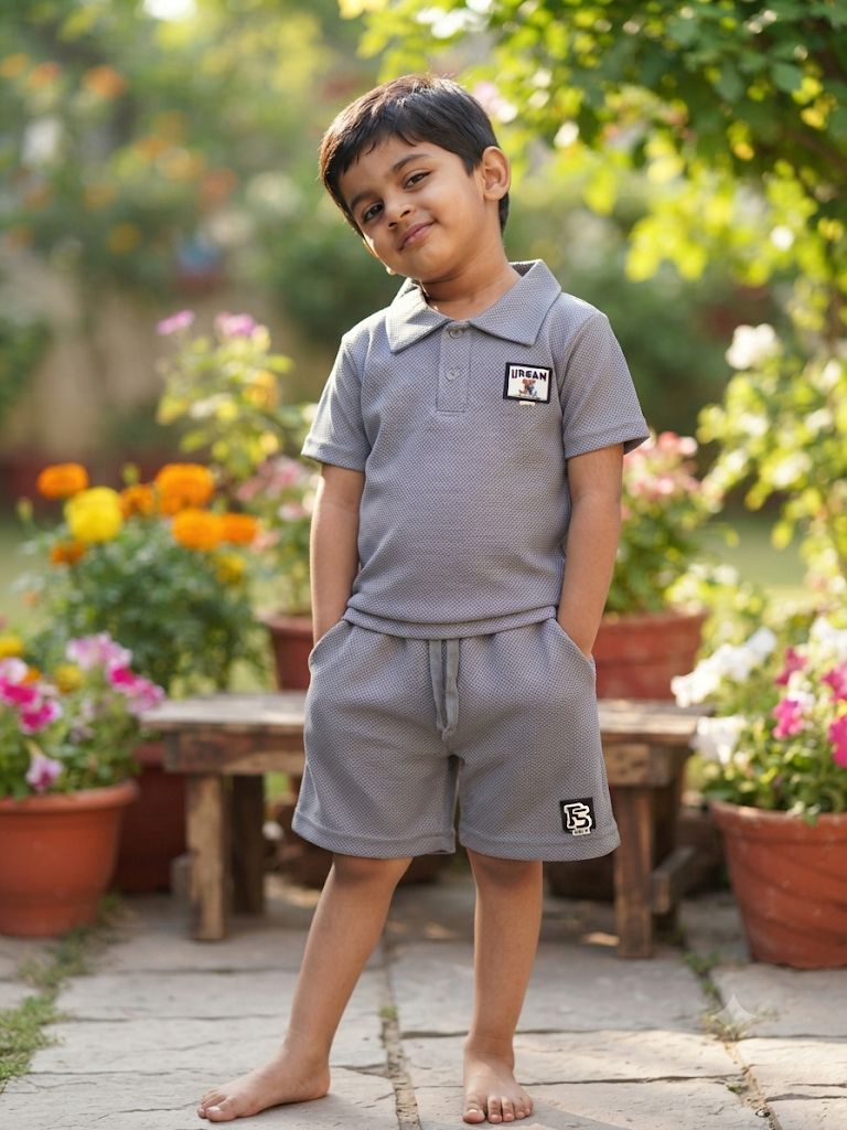 Grey T-Shirt & Short set (1-6 years )