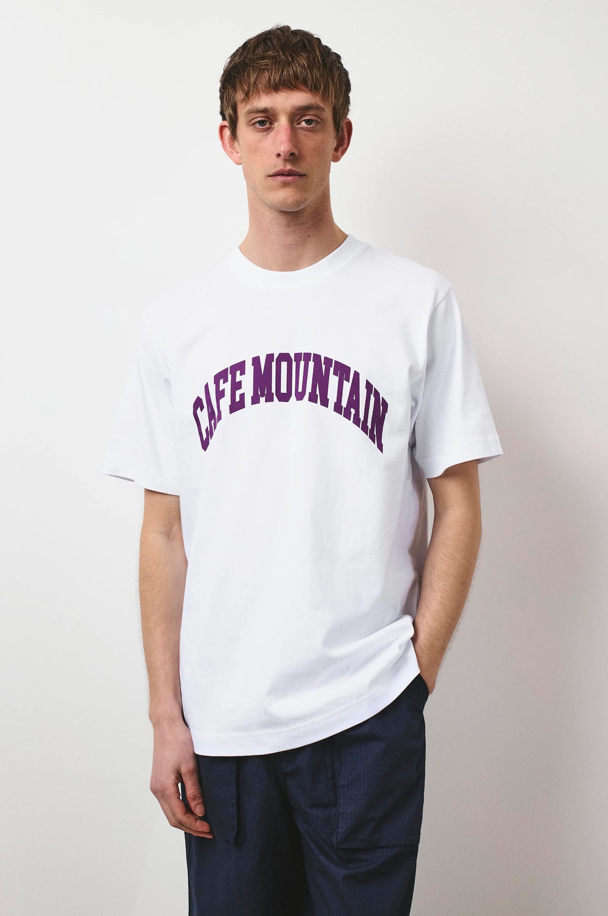 College Logo Tee Natural And Purple