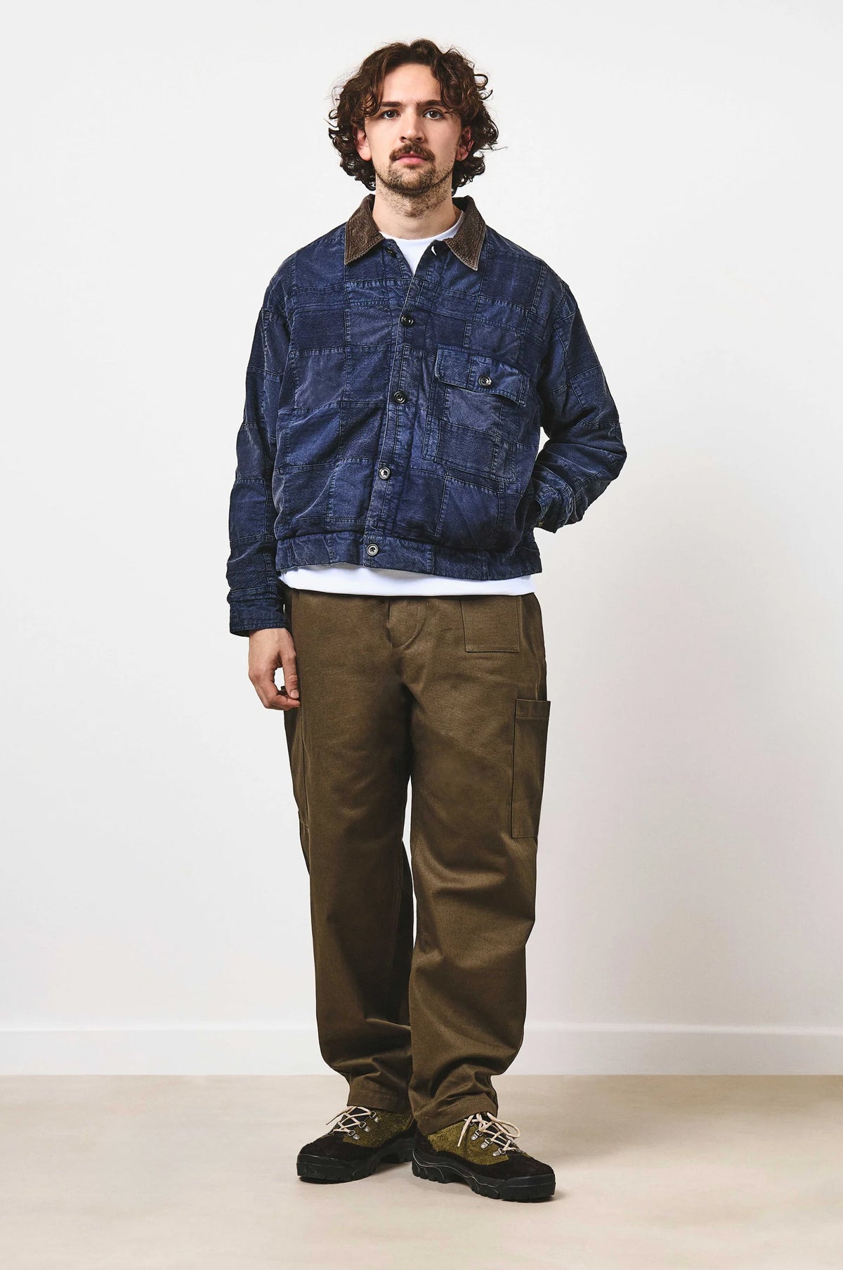 Patchwork Workers Jacket Blue And Bark Patchwork