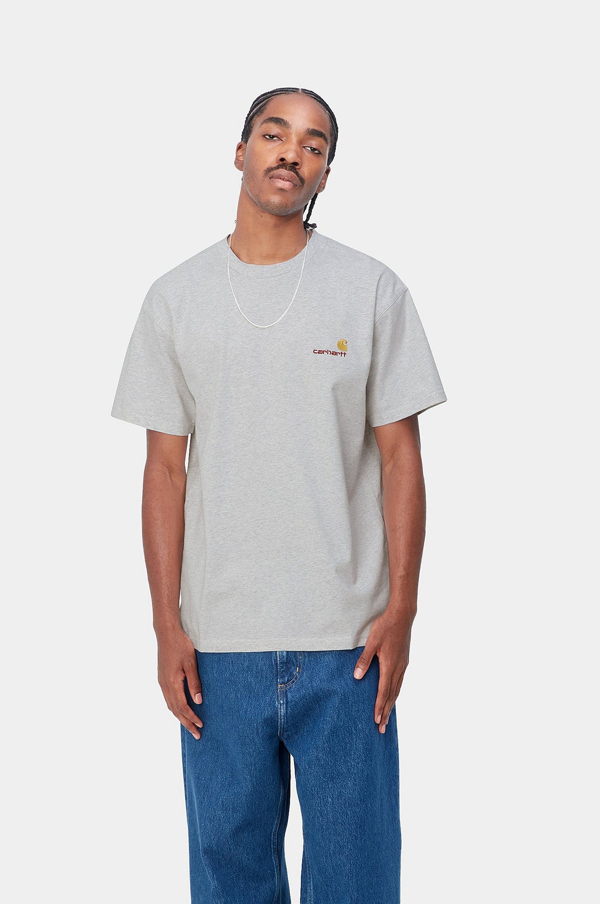 S/S American Script T-Shirt Ash Heather