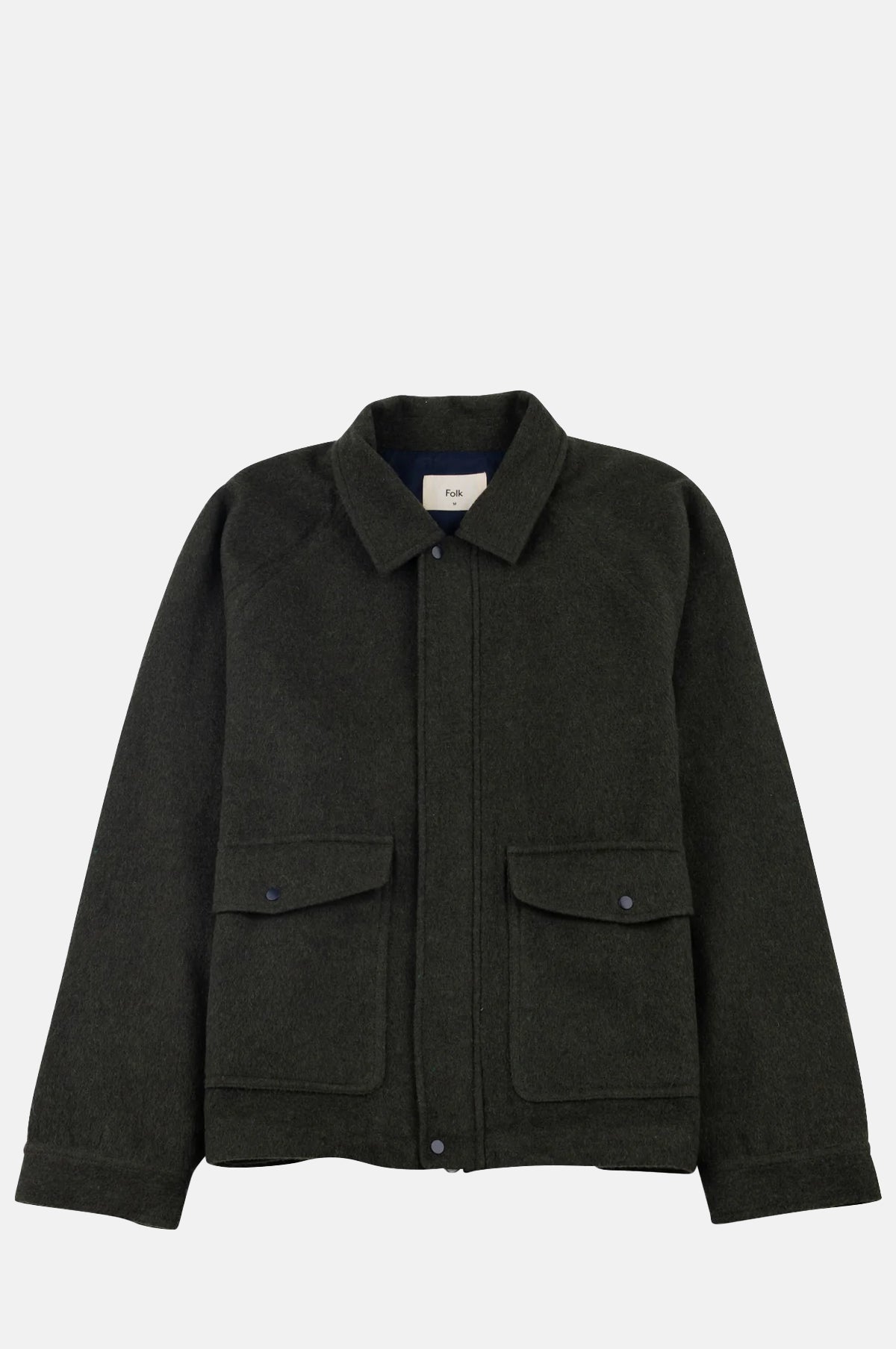 Cropped Winter Coat Olive Brushed Wool