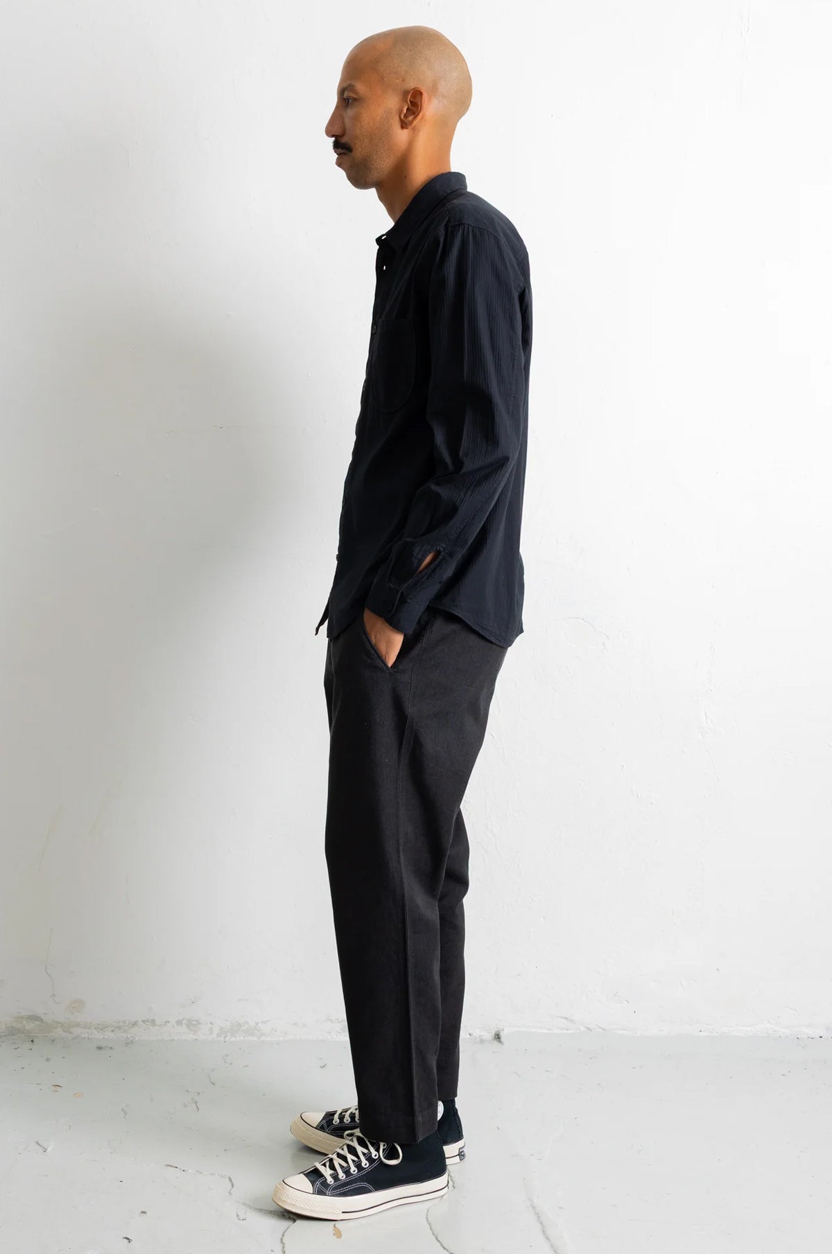 Herringbone Curve Shirt Soft Black