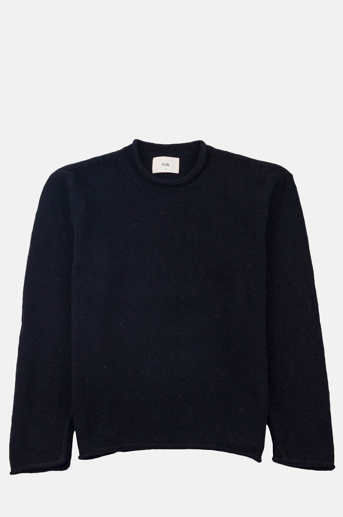 Slouch Crew Black Charcoal Cast Intarsia