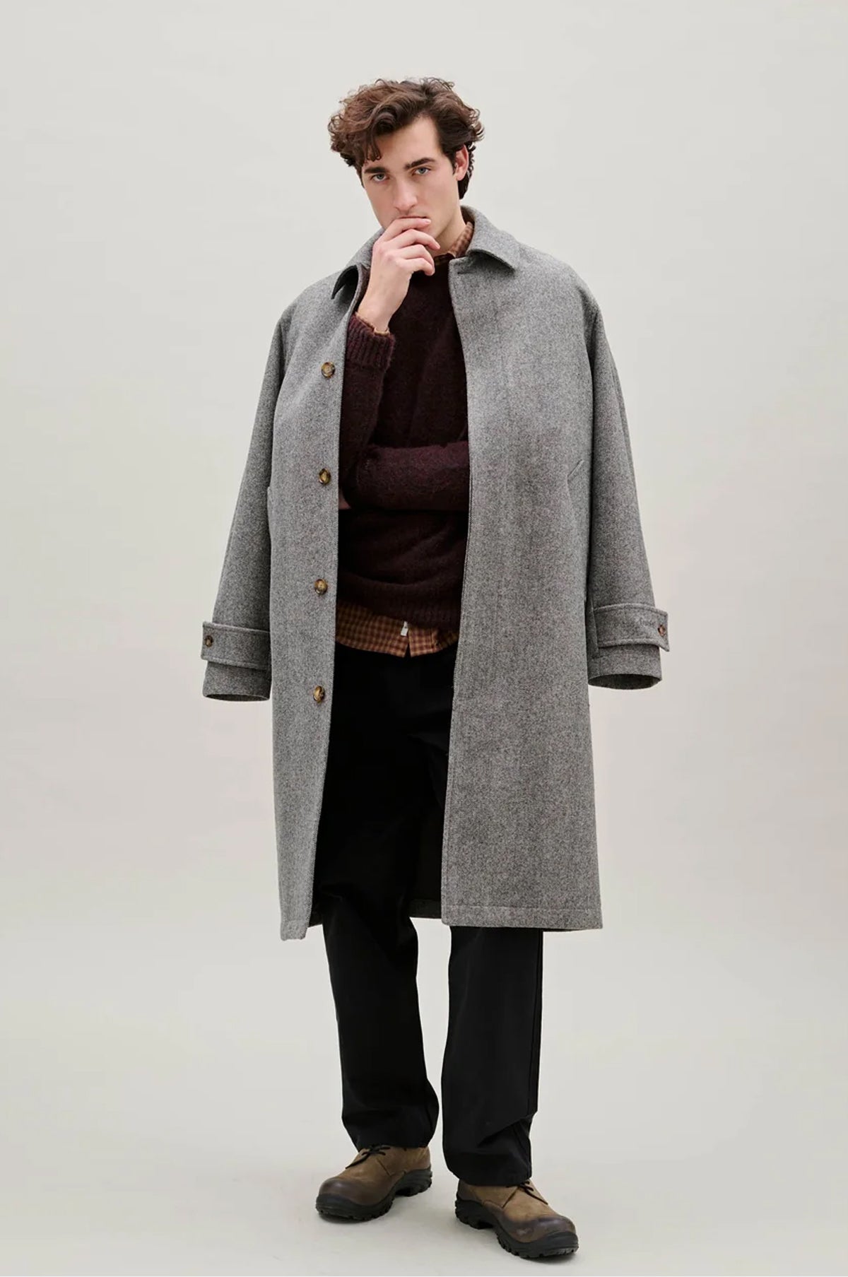 Pine Wool Coat Grey Herringbone
