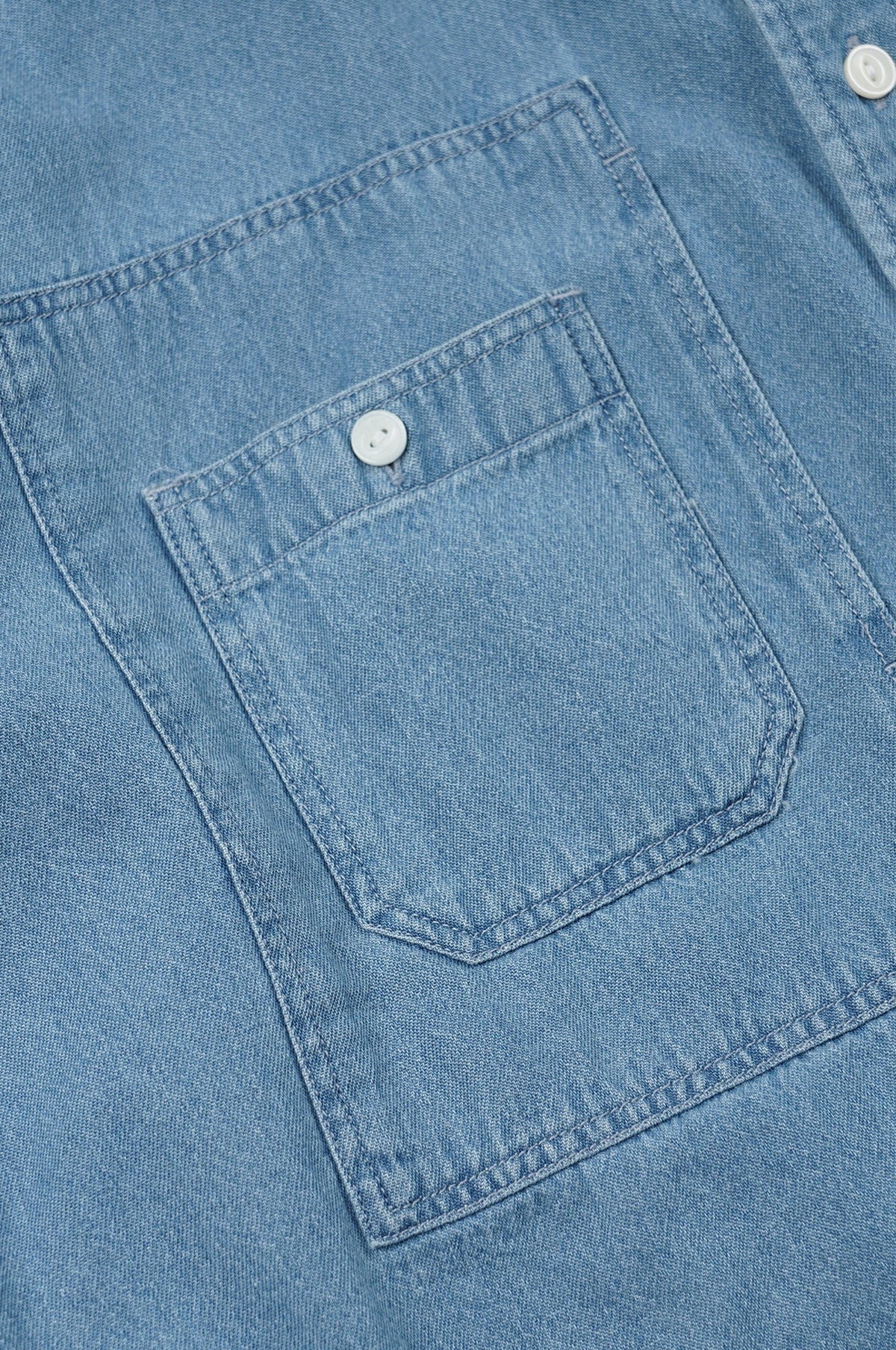 Bleach Denim Utility Shirt Mid Blue