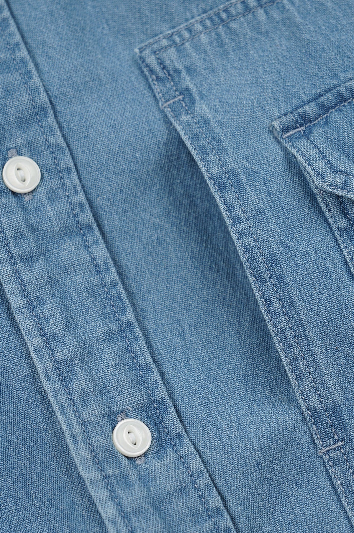 Bleach Denim Utility Shirt Mid Blue