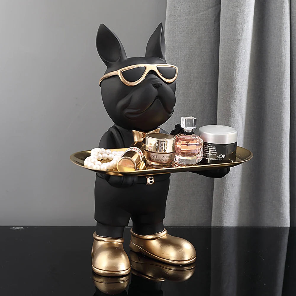 ArtZ® At Your Service Bulldog Sculpture And Tray