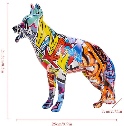 ArtZ® German Shepherd Graffiti Painted Statue