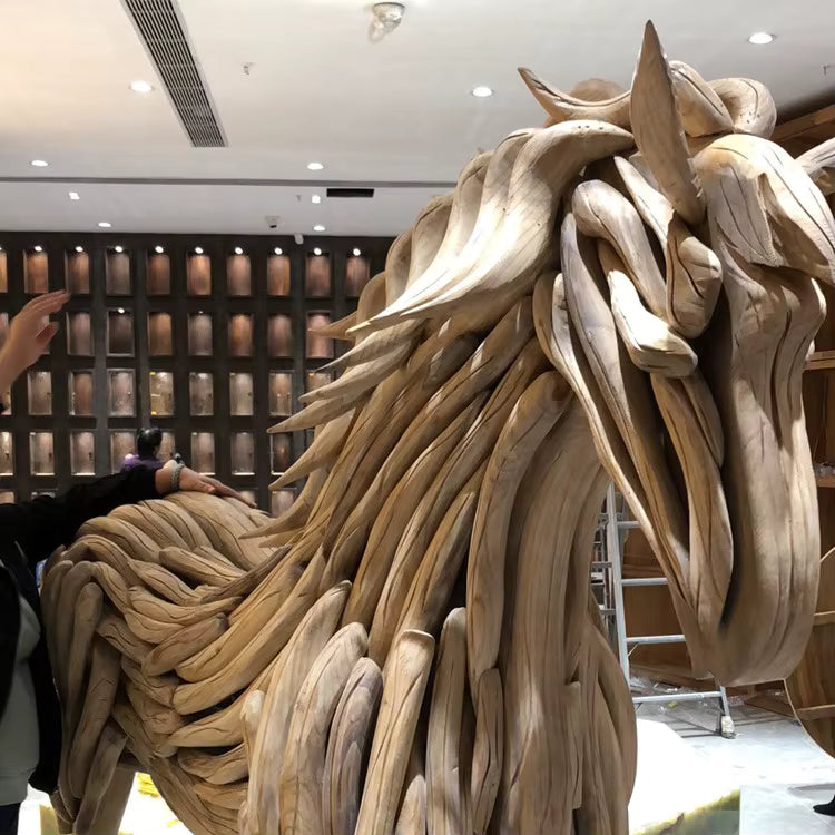 ArtZ® Solid Wood Handmade Artisan Stallion Sculpture