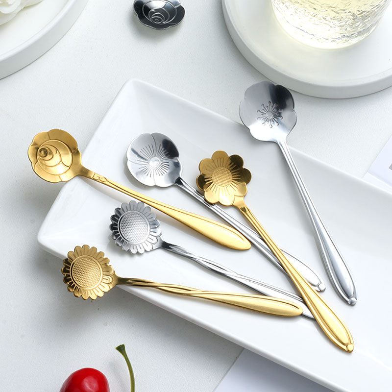 ArtZ® 8-piece Stainless Steel Flower Teaspoon Set
