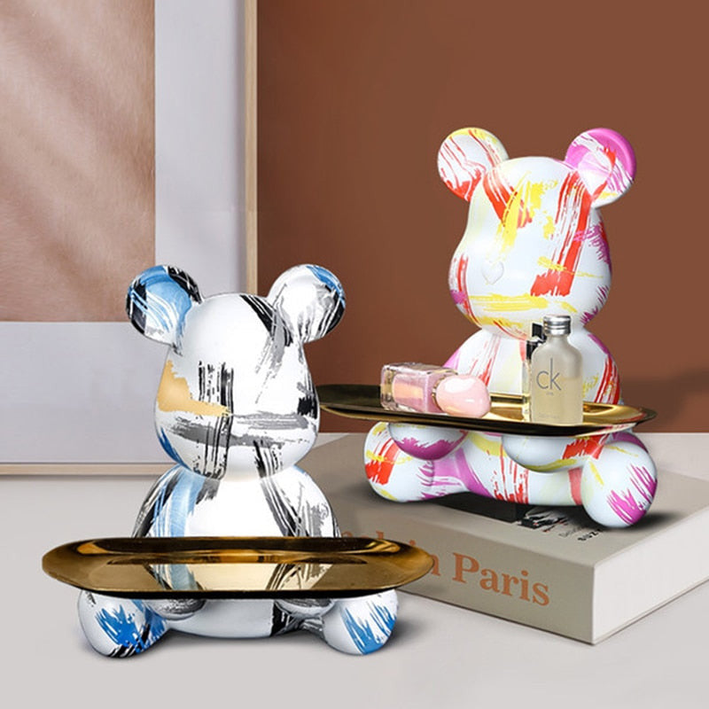 ArtZ® Bear Graffiti Painted Sculpture Table Tray