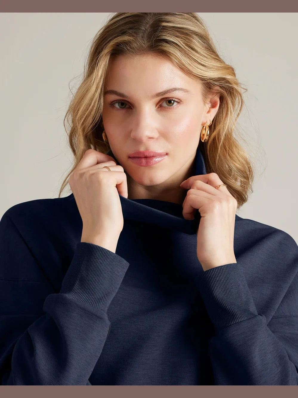 Dream Glow Mock Neck - Navy