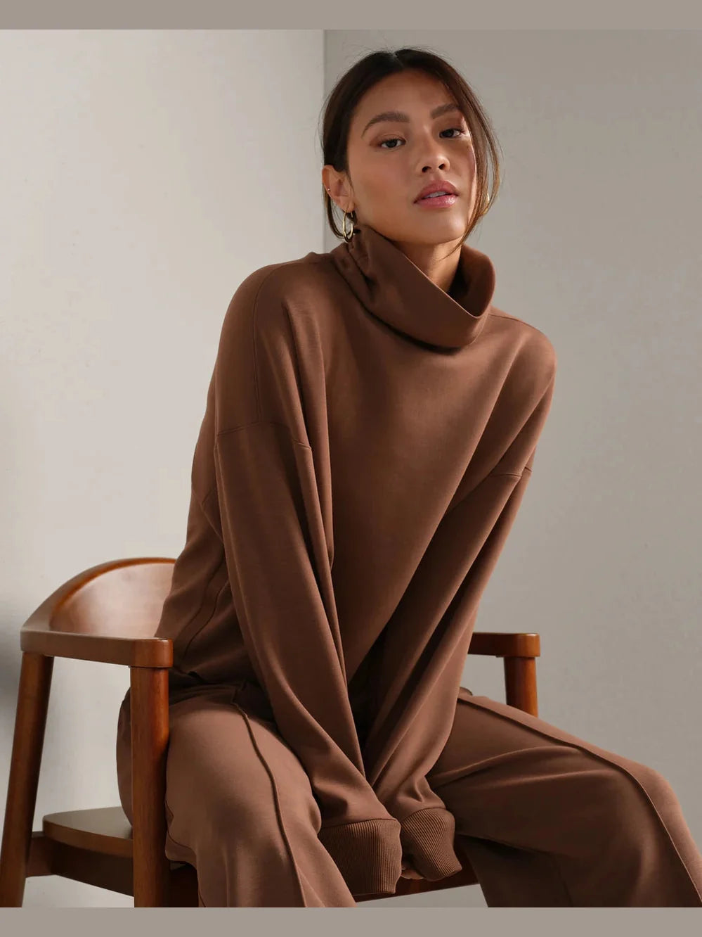 Dream Glow Mock Neck - Chestnut Brown
