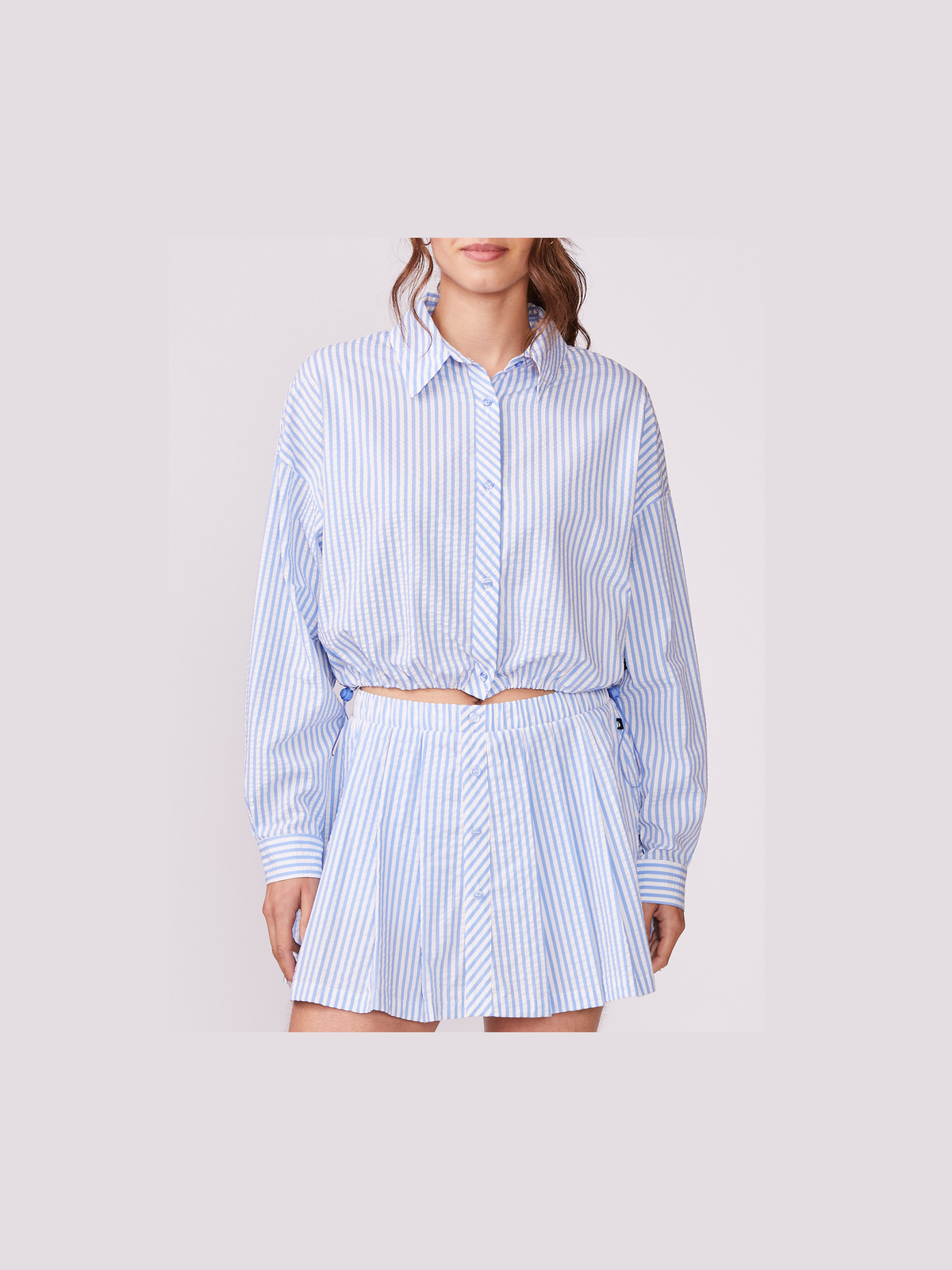 Crop Button Down - Mountain Bluebird