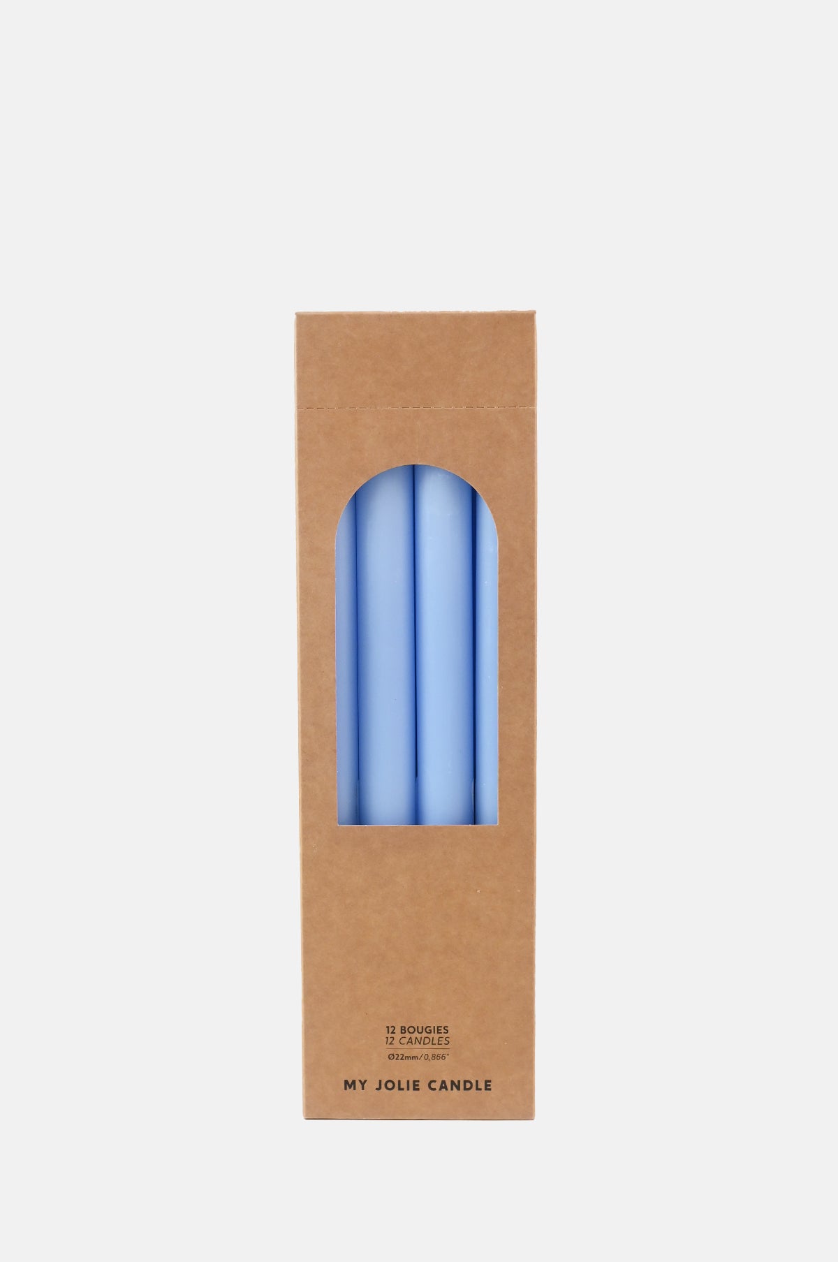 Box of 12 Dinner Candles Bleu Clair