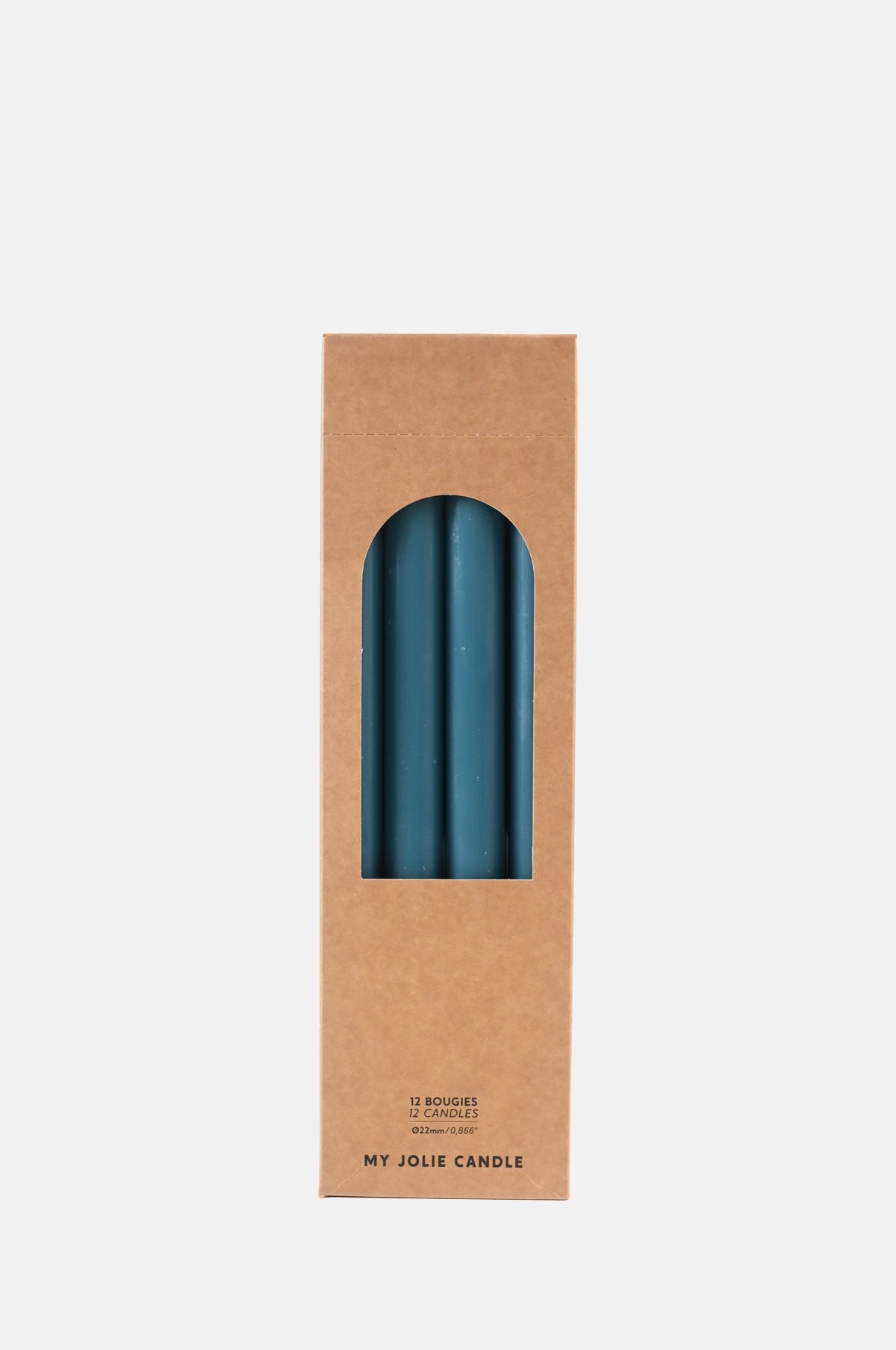Box of 12 Dinner Candles Bleu Lagon