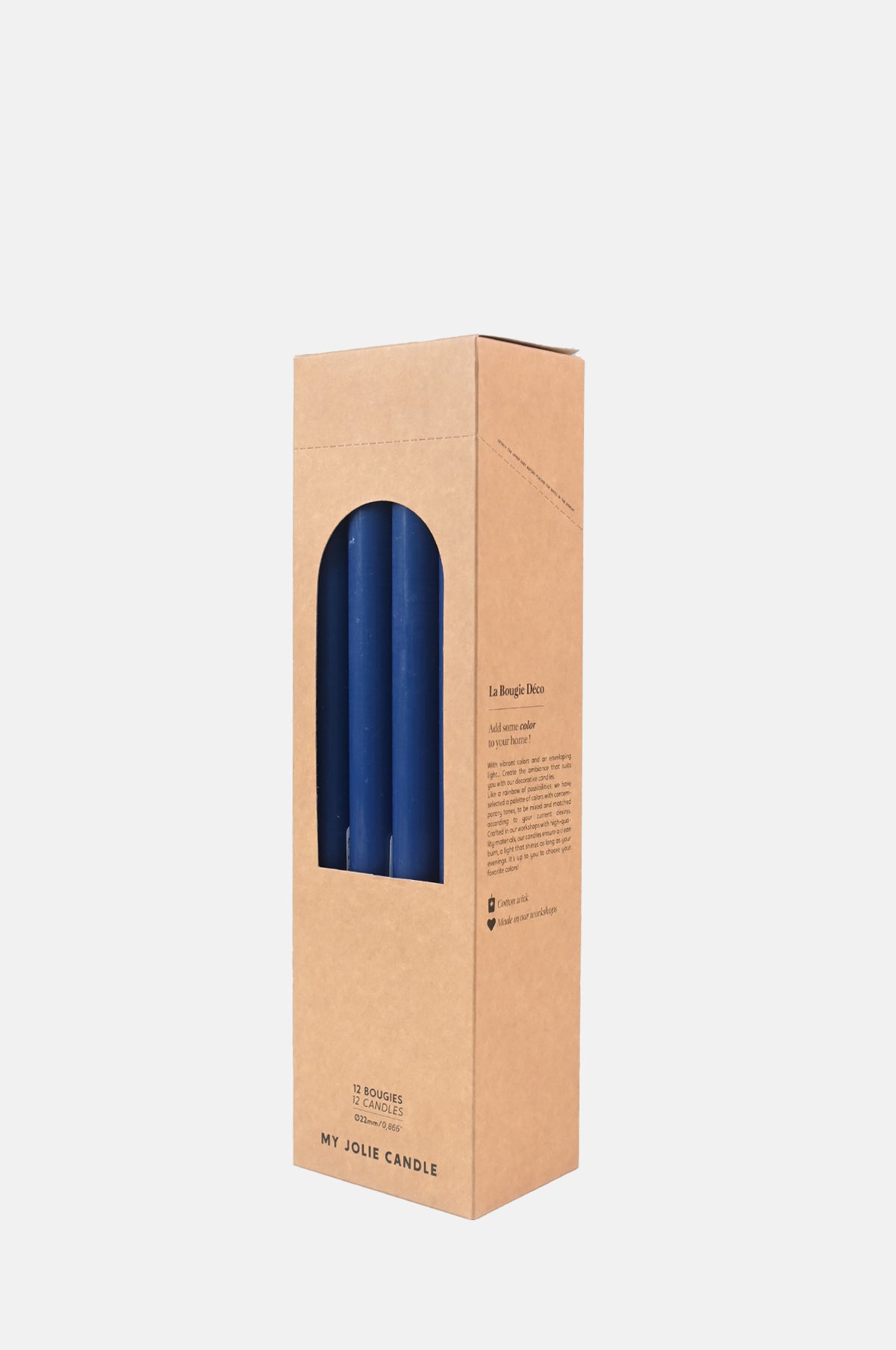Box of 12 Dinner Candles Bleu Marine