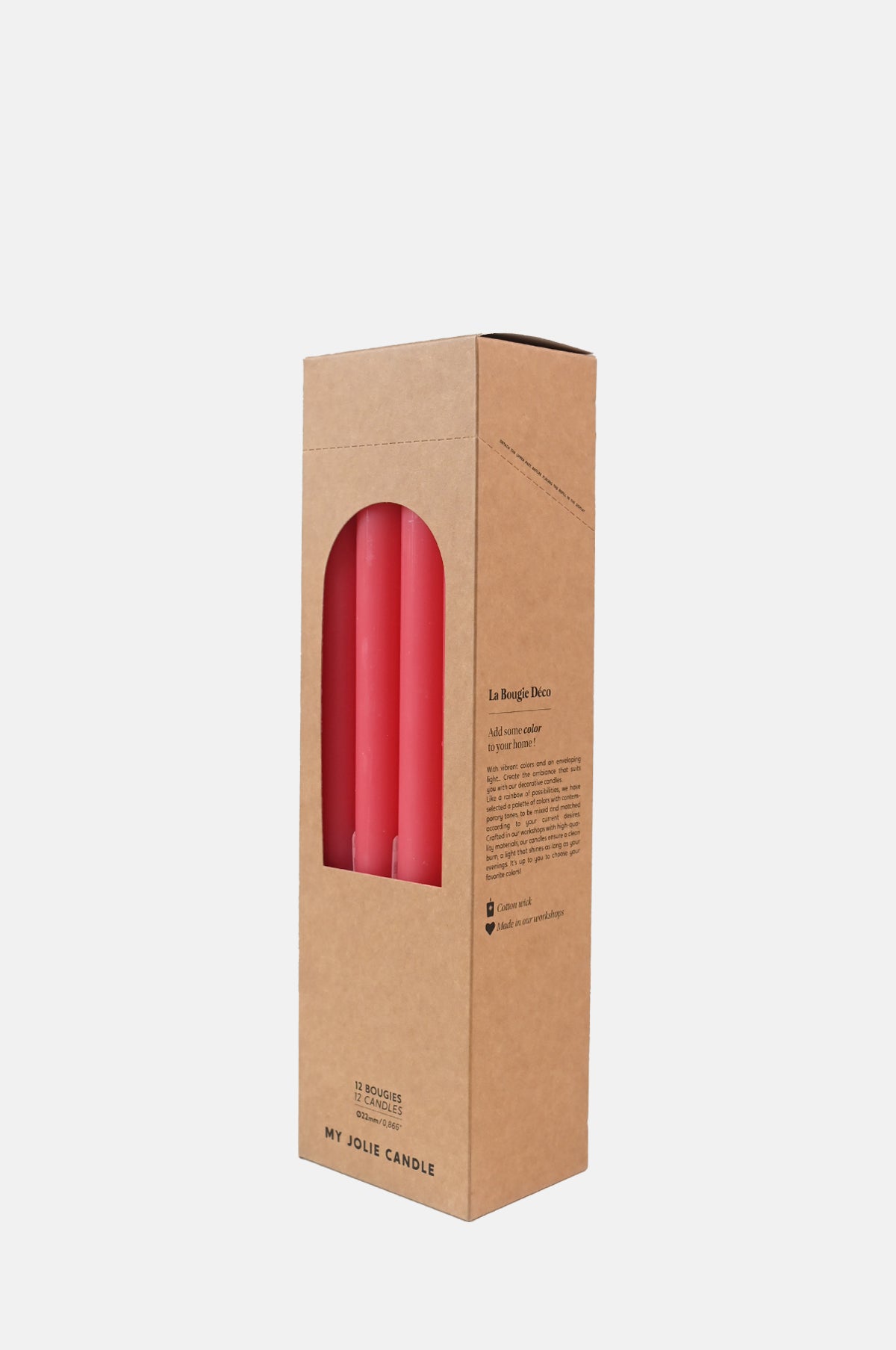 Box of 12 Dinner Candles Rose Clair