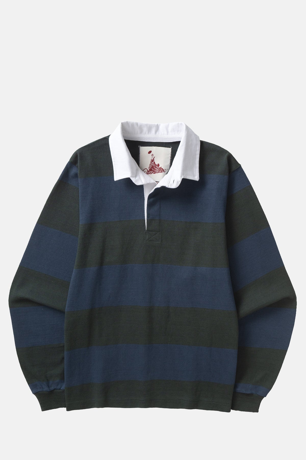 Classic Rugby Shirt Blue/Green Wide-Stripe