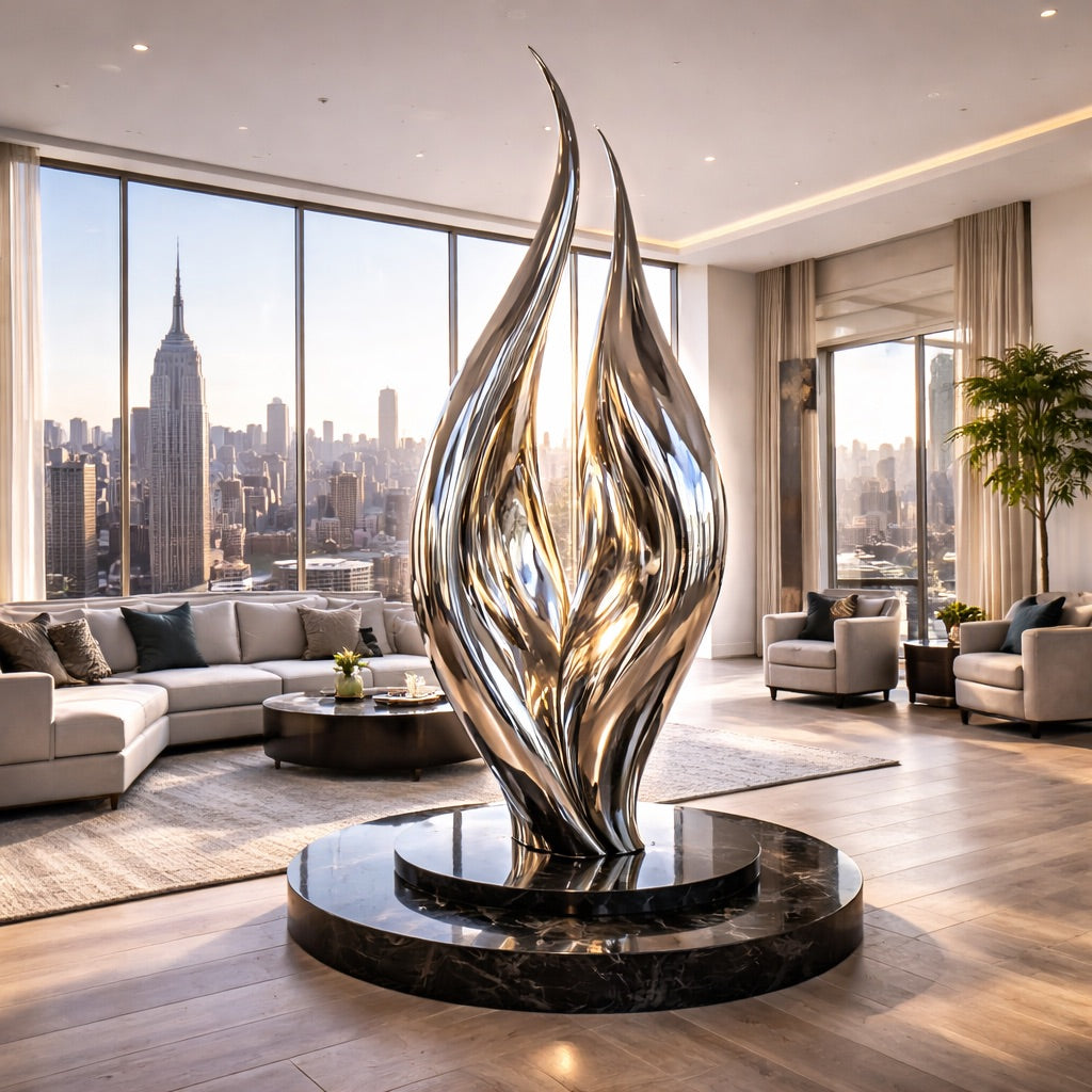 OSO Stainless Steel Reflection Flame Sculpture
