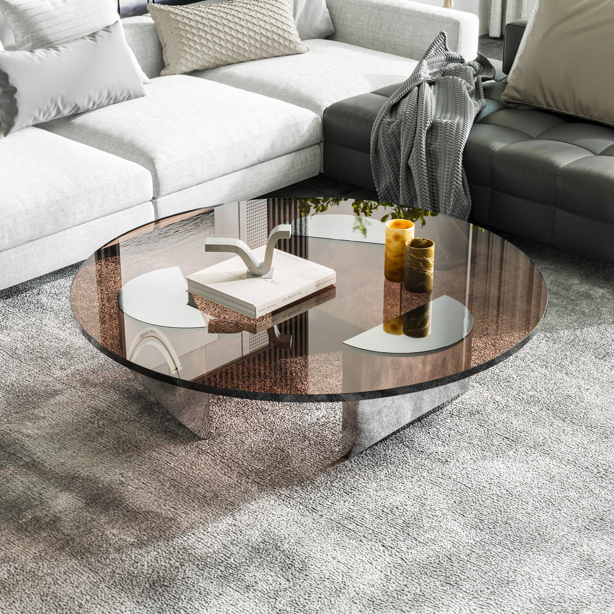 ArtZ® Nordic Design Round Glass Wedge Coffee Table