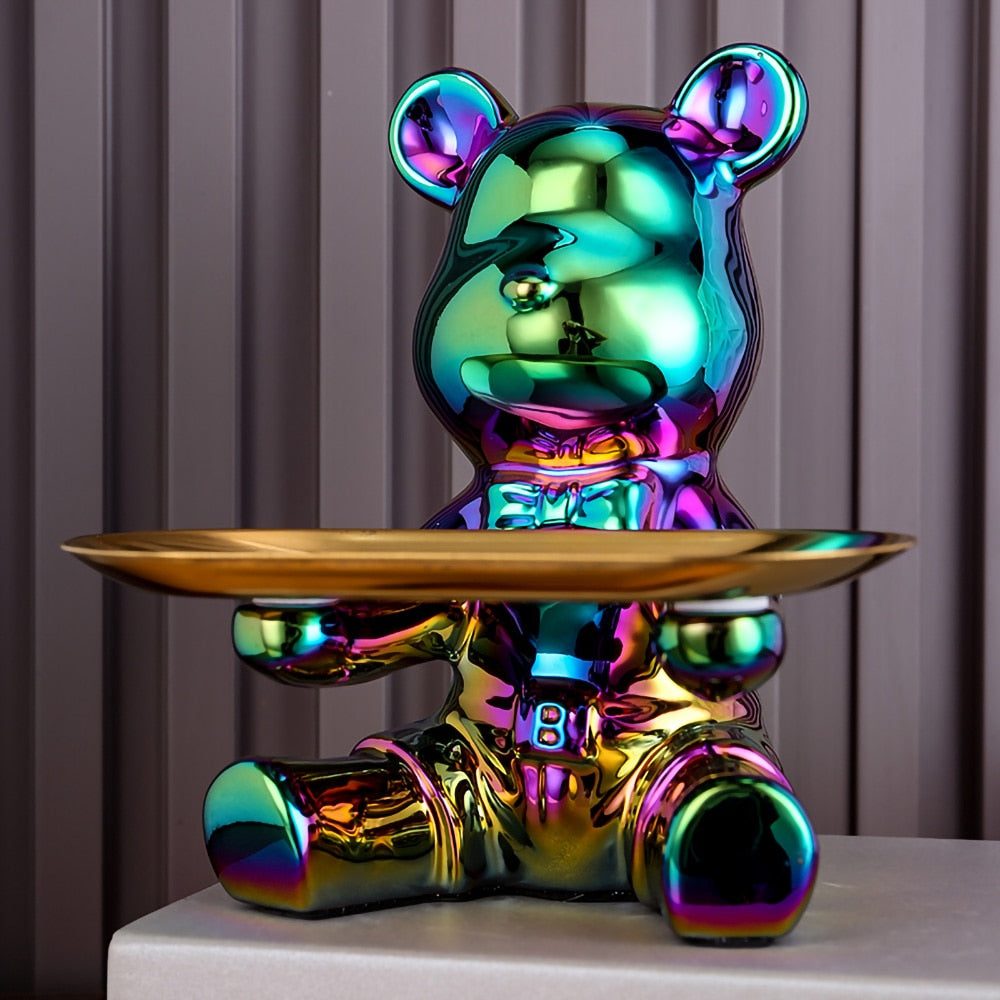 ArtZ® Ceramic Bear Sculpture Tray And Piggy Bank