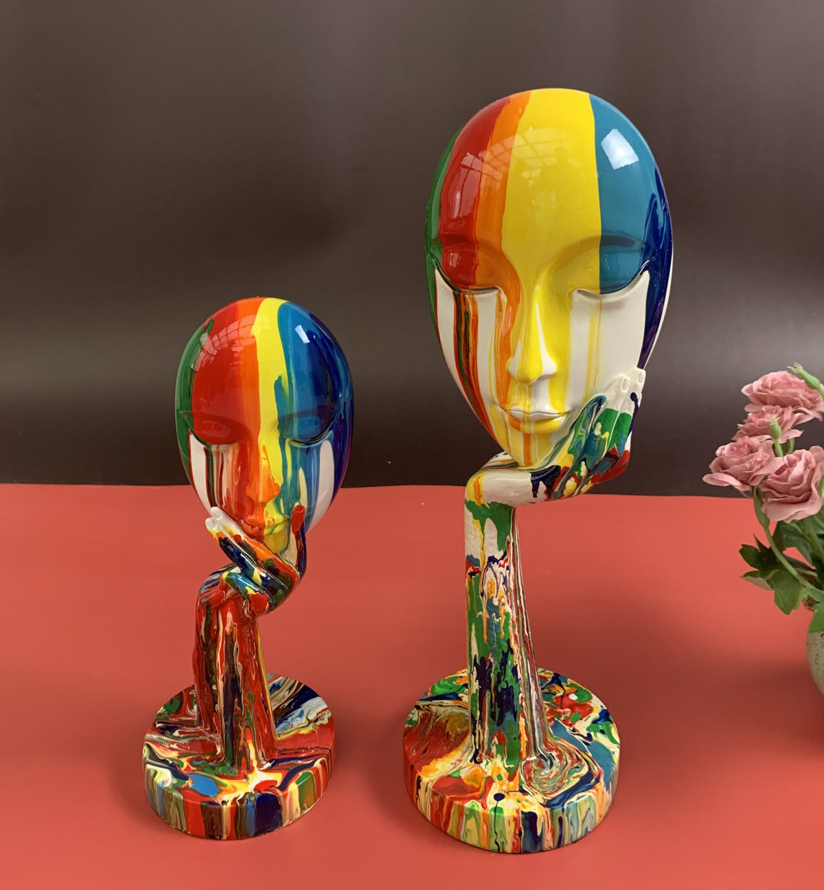 ArtZ® Abstract Painted Face Sculptures