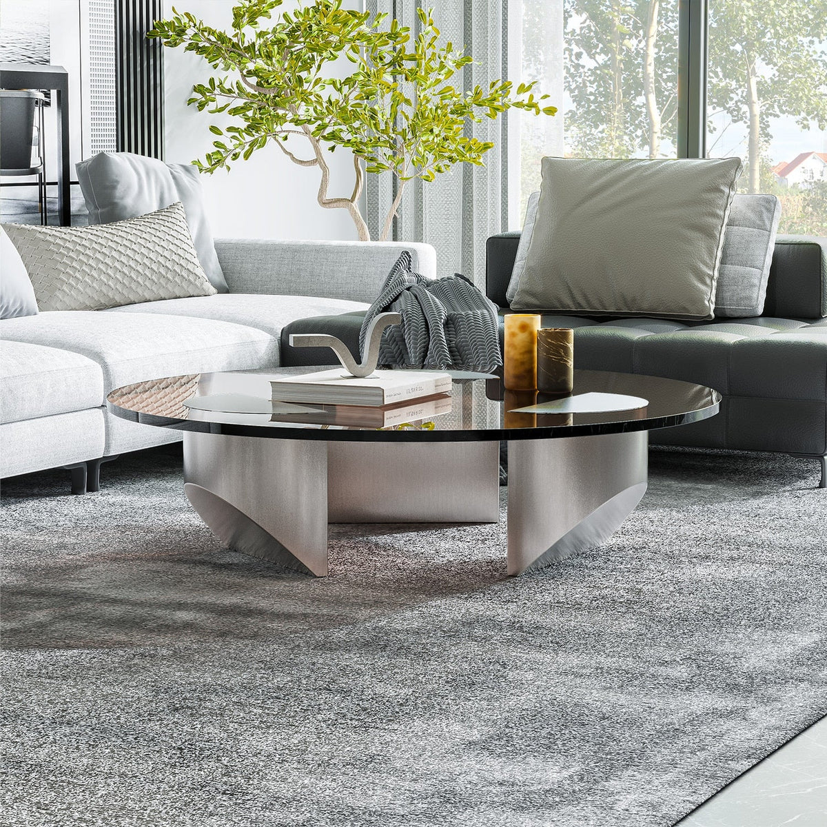 ArtZ® Nordic Design Round Glass Wedge Coffee Table
