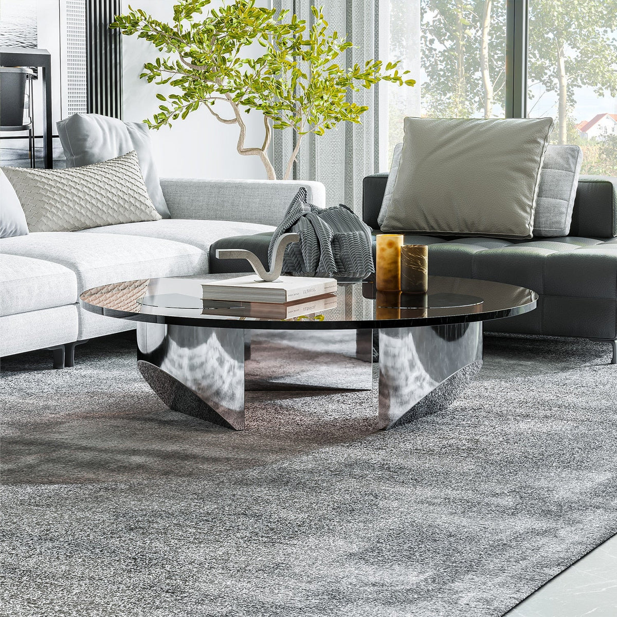 ArtZ® Nordic Design Round Glass Wedge Coffee Table